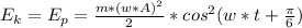 E_k=E_p=\frac{m*(w*A)^2}{2}*cos^2(w*t+\frac{\pi}{6})