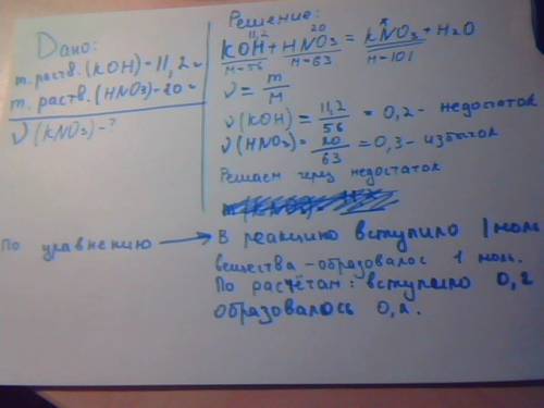 Сколько моль соли образуется при взаимодействии растворов содержащих 11,2 грамм калиевой щелочи и 20