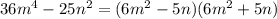 36m^4-25n^2=(6m^2-5n)(6m^2+5n)