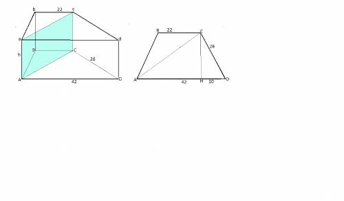 Основание прямой призмы является равнобедренная трапеция, боковая сторона которой равно 26 см, а осн
