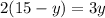 2(15-y)=3y