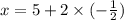 x = 5 + 2 \times ( - \frac{1}{2} )