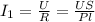 I_1=\frac{U}{R}=\frac{US}{Pl}