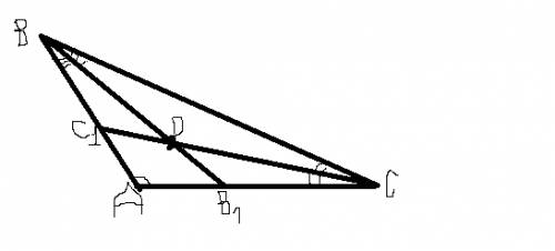 Втреугольнике abc угол a равен 100 градусов. биссектрисы сс1 и вв1 пересекаются в точке d. найти уго