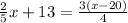 \frac{2}{5}x+13=\frac{3(x-20)}{4}