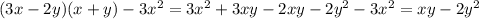 (3x-2y)(x+y)-3x^2= 3x^2+3xy-2xy-2y^2-3x^2=xy-2y^2