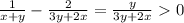 \frac{1}{x+y}- \frac{2}{3y+2x}=\frac{y}{3y+2x}0