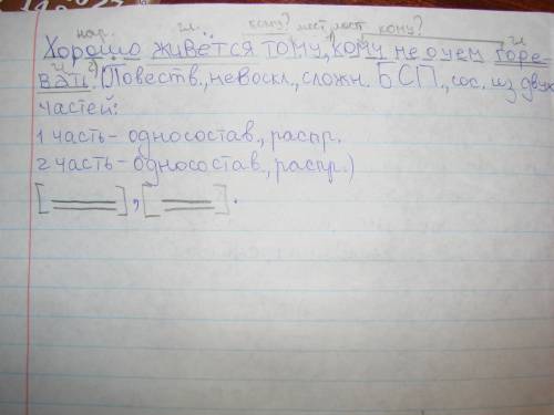 Синтаксический разбор этого предложения: хорошо живётся тому,кому не о чем горевать, заранее **