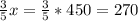 \frac{3}{5}x = \frac{3}{5}* 450 = 270