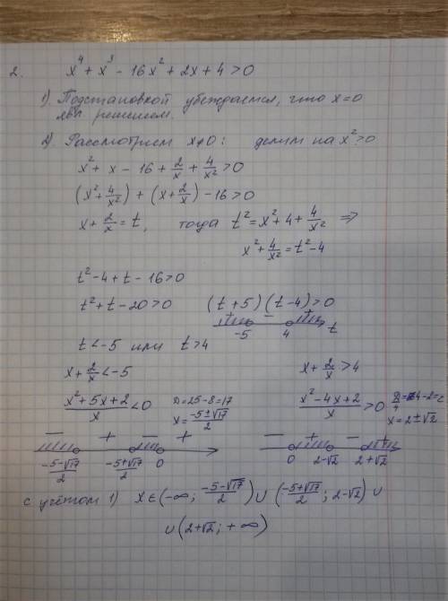 1) решите уравнение: ctg2x*sin4x + cosx = cos4x – 3 sinx 2)решите неравенство: x^4 + x^3 - 16x^2 + 2