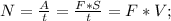 N=\frac{A}{t}=\frac{F*S}{t}=F*V;\\