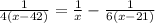 \frac{1}{4(x-42)} = \frac{1}{x} -\frac{1}{6(x-21)}