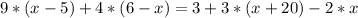 9*(x-5)+4*(6-x)=3+3*(x+20)-2*x