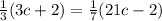 \frac{1}{3}(3c+2)=\frac{1}{7}(21c-2)