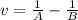 v=\frac{1}{A}-\frac{1}{B}