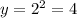 y=2^{2}=4