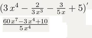 3x4 -2/3x3 +3/5x +5 найти производную