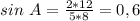 sin\ A=\frac{2*12}{5*8}=0,6