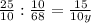 \frac{25}{10}:\frac{10}{68}=\frac{15}{10y}