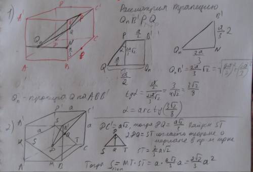 Решите несложную : ребро куба авсda’b’c’d’ равно а. р – середина ребра b’c’, q лежит на отрезке c’d