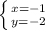 \left \{ {{x=-1} \atop {y=-2}} \right.