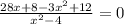 \frac{28x+8-3x^2+12}{x^2-4}=0