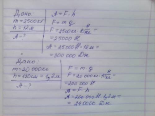 1)при подъёмного крана подняли груз массой 2500 кг на высоту 12 метров . какая работа при этом совер