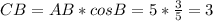 CB=AB*cosB=5*\frac{3}{5}=3