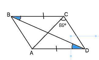 Карточка №12: на рисунке bc||ad,bc=ad. докажите,что ab=cd. найдите угол bac,если угол dca=85 градусо