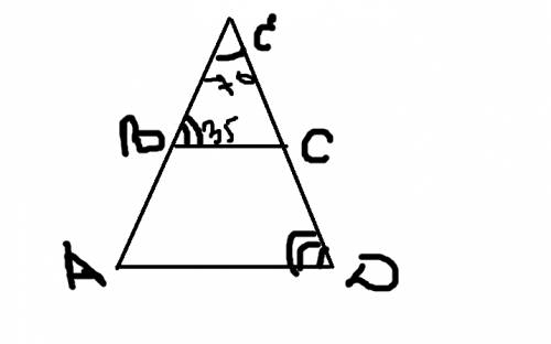 Втрапеции abcd, ad – большее основание. прямые ав и cd пересекаются в точке е. ∠aеd =70º, ∠cве=35º.