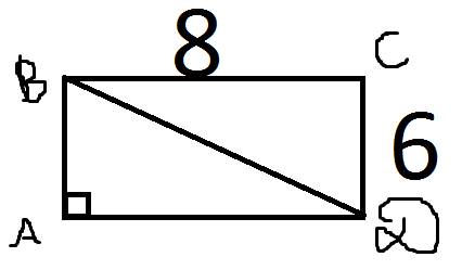 Смежные стороны прямоугольника равны 6 см и 8 см. чему равны его диагонали?