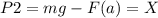 P2=mg-F(a)=X