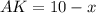 AK=10-x