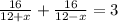 \frac{16}{12+x}+\frac{16}{12-x}=3