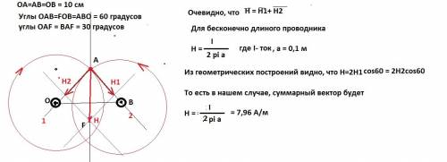 Два прямолинейных бесконечно длинных проводника расположены параллельно на расстоянии d = 10 см друг