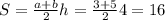 S=\frac{a+b}{2}h= \frac{3+5}{2}4= 16