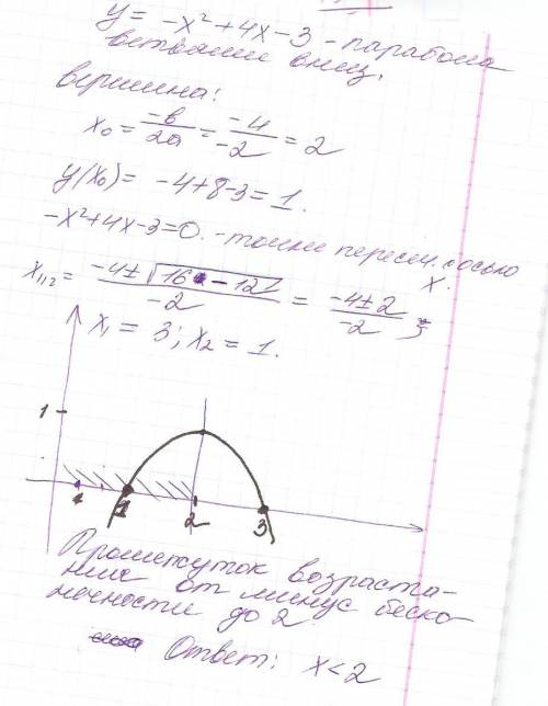 Изобразите график функции, заданной формулой : y= -xв +4x-3[/tex] с графика укажите промежуток её во