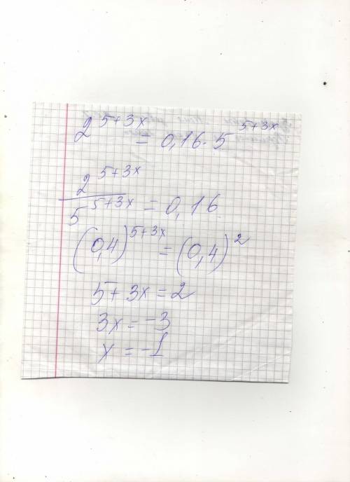 Как решить уравнение 2^5+3х=0,16*5^5+3х