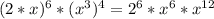 (2*x)^{6}*(x^{3})^{4}=2^{6}*x^{6}*x^{12}