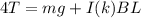 4T=mg+I(k)BL