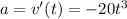 a=v'(t)=-20t^3