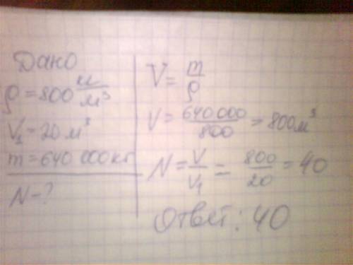 Объем железнодорожной цистерны 20 м3. сколько вагонов понадобится, чтобы перевезти 640 т нефти?
