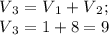 V{_3} = V{_1}+V{_2} ;\\V{_3} =1+8=9