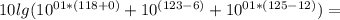 10lg(10^{01*(118+0)} + 10^{(123-6)} + 10 ^{ 01* (125-12)})=