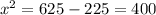 x^2 = 625-225 = 400