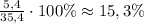 \frac{5,4}{35,4}\cdot100\%\approx15,3\%