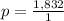 p=\frac{1,832}{1}