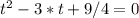 t^2-3*t+9/4=0