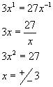 Решить уравнение. 3x на верху +1 =27x на верху -1