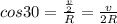 cos30=\frac{\frac{v}{2}}{R}=\frac{v}{2R}